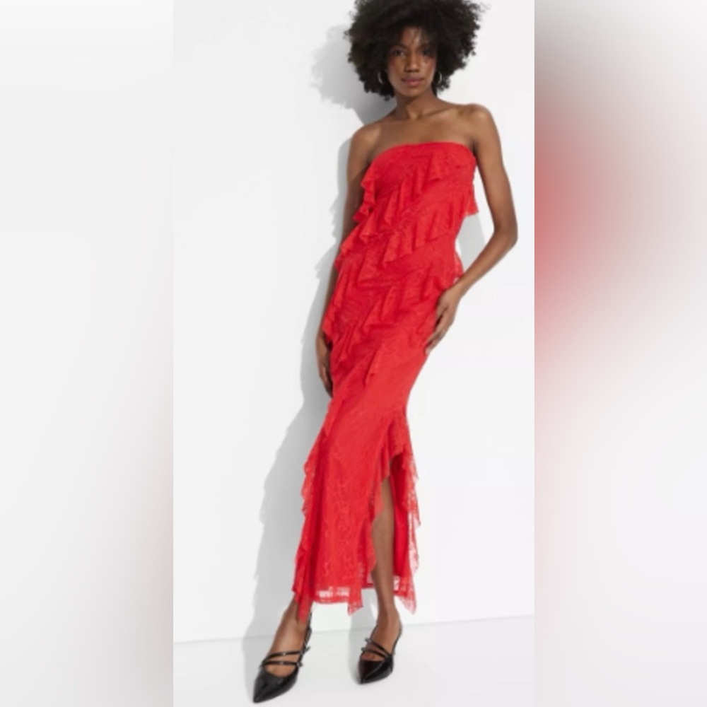 NWT Wild Fable Lace Ruffle Maxi Bodycon Dress Strapless Maxi Dress XXL Party